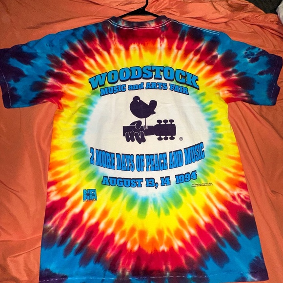 Vintage Original Unworn 1994 Woodstock Double Graphic Tie Dye Tshirt